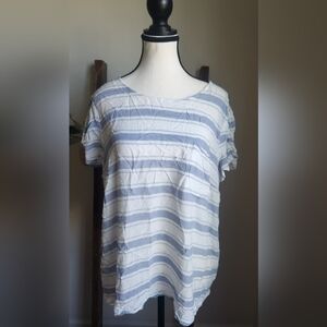 LC Lauren Conrad Blue and White Striped Short Sleeve Tee